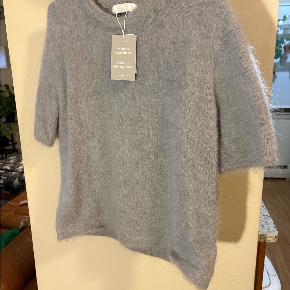H&M Light Gray Mohair Blend Crewneck Sweater